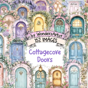 Cottagecore Doors Watercolor Clipart Bundle - 152 PNG Door Images, Rustic Illustrations, Whimsical Decor, Instant Download, Commercial Use