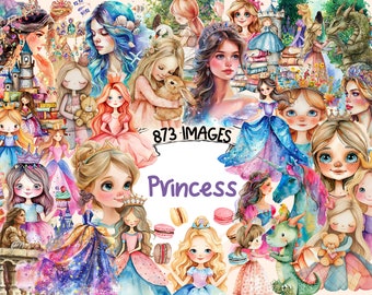 Watercolor Princess Clipart Bundle: 873 Royal Images (Digital Download)
