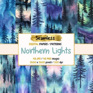 Northern Lights Digital Paper: Seamless Aurora Borealis Textures (Digital Download)