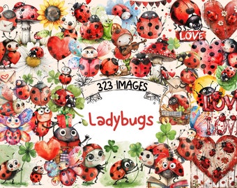 Ladybugs Watercolor Clipart – Cute Insect Graphics (Digital Download)