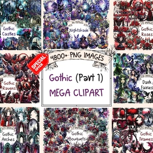 Gothic Mega Clipart Bundle: 4800+ Dark Mystical PNG Images (Commercial License)