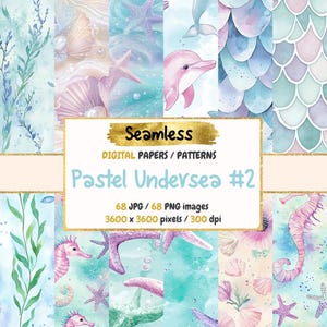 Pastel Undersea #2 Seamless Digital Paper - Sea Soft Textures, Marine Backgrounds, Printable Scrapbook Paper,Instant Download,Commercial Use