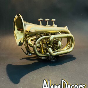 Personalised Brass Trumpet -  Pocket bugle Horn Student 3 Valve Trumpet With Mouthpiece .