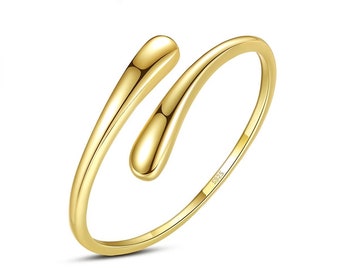 KUVARS | Ring "Lumi" 925 Silber | Damen Frauen Verlobungsring Offen | 14k Vergoldung Damenring