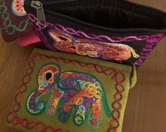 Elephant embroidered pouch (Nepalese crafts)