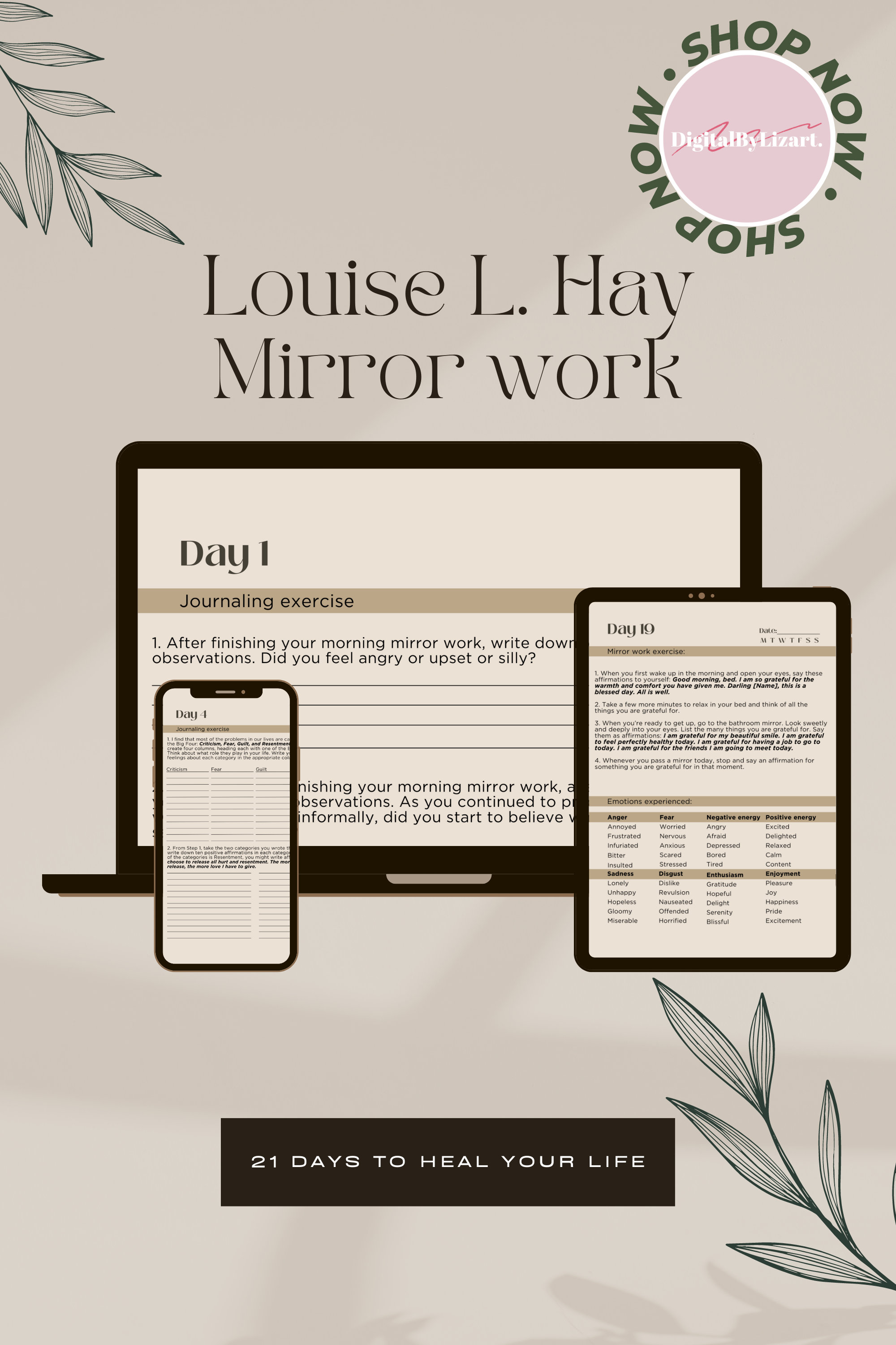 ルイーズ・ヘイ ミラーワーク：21日間ワークブック（PDF） - Etsy 日本