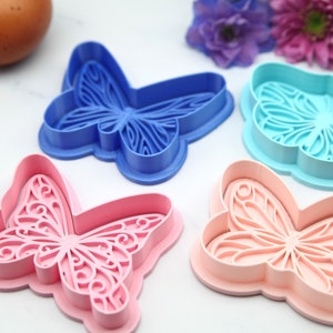 A Set of Butterfly Cutters and Stamps for use with Cookie Dough, Clay and other Polymers