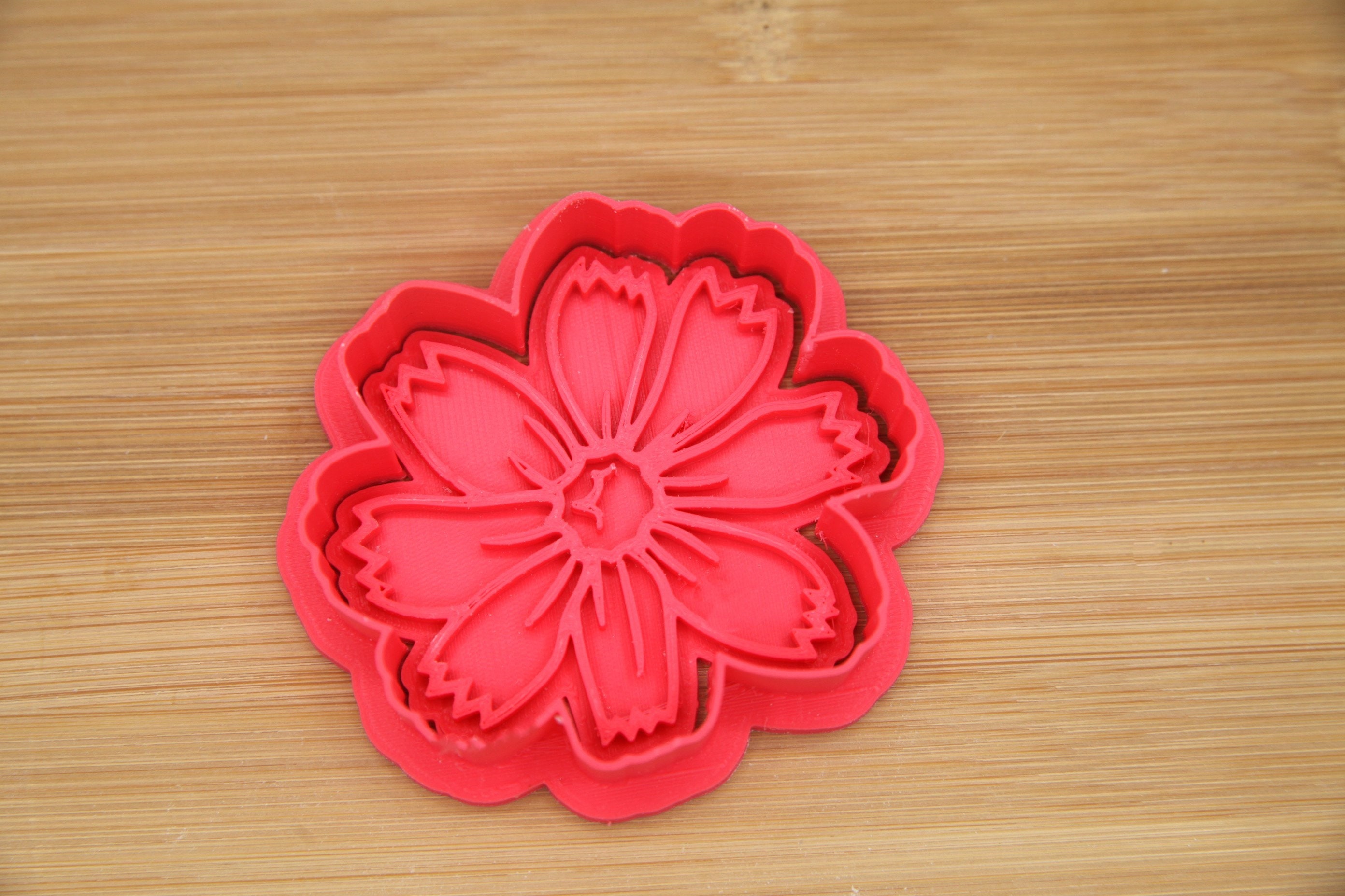 Flower cutter and stamp for use with cookies, clay and other polymers