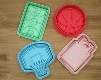 Basketball set  cutter and stamp for use with cookies, clay and other polymers
