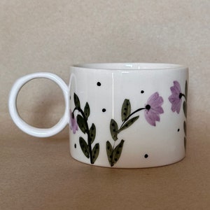 Handmade Ceramic Coffee Mug: Floral Hand-painted Tea Cup