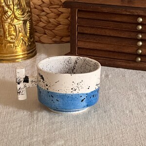 Handmade Ceramic T Handle Coffee Mug-Unique Design-Hand Painted image 3