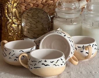 Tazza/tazza da tè in ceramica unica fatta a mano, design unico, dipinta a mano