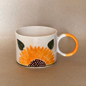 Hand-Painted Ceramic Sunflower Mug: Unique Coffee Cup