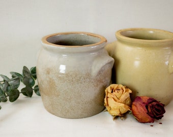 Early 20th Century Antique French Confit Pots with a Salt Glaze / Authentic Antique Kitchenware and Decor