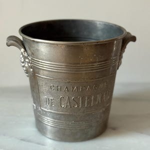 Mid-Century French Champagne Bucket / Champagne De Castelnau / Vintage / Silver Plate / Ice Bucket / Chateau Core / French Cottage Core