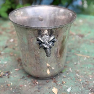 Mid-Century French Ram&#39;s Head Champagne Bucket / Champagne / vintage / Silver Plate / Ice Bucket / Chateau Core / French Cottage Core