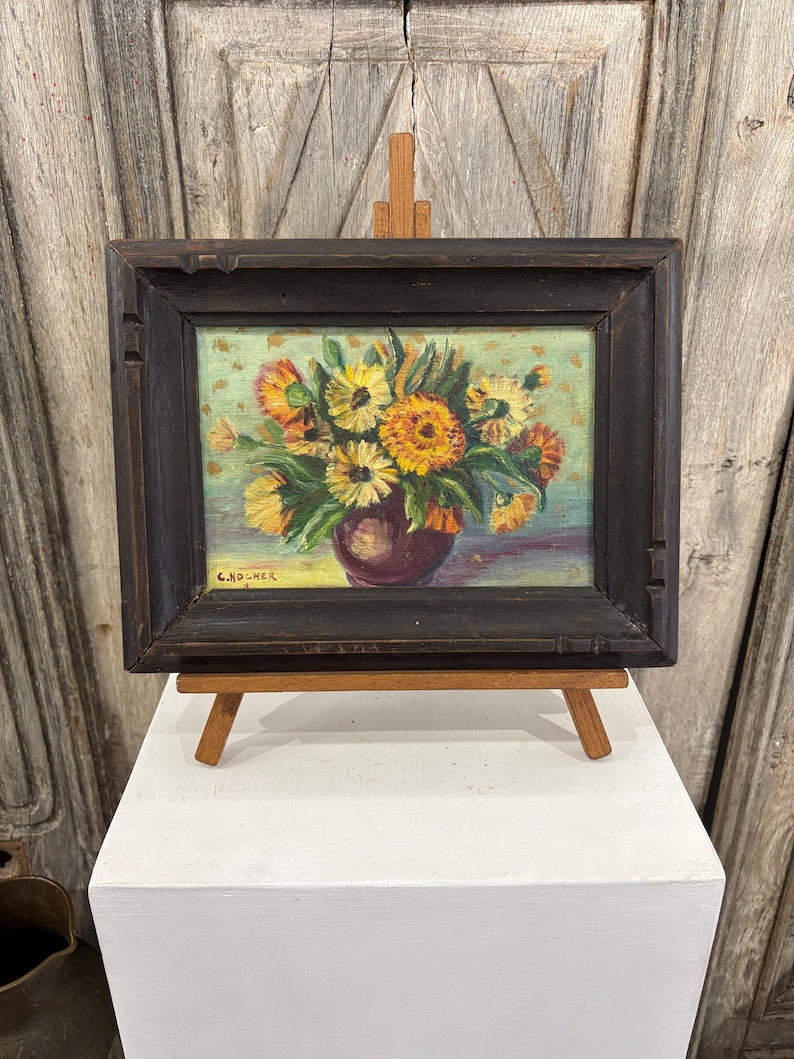 Vintage French Oil Painting Signed C. Nocher Floral Still Life Bouquet ...