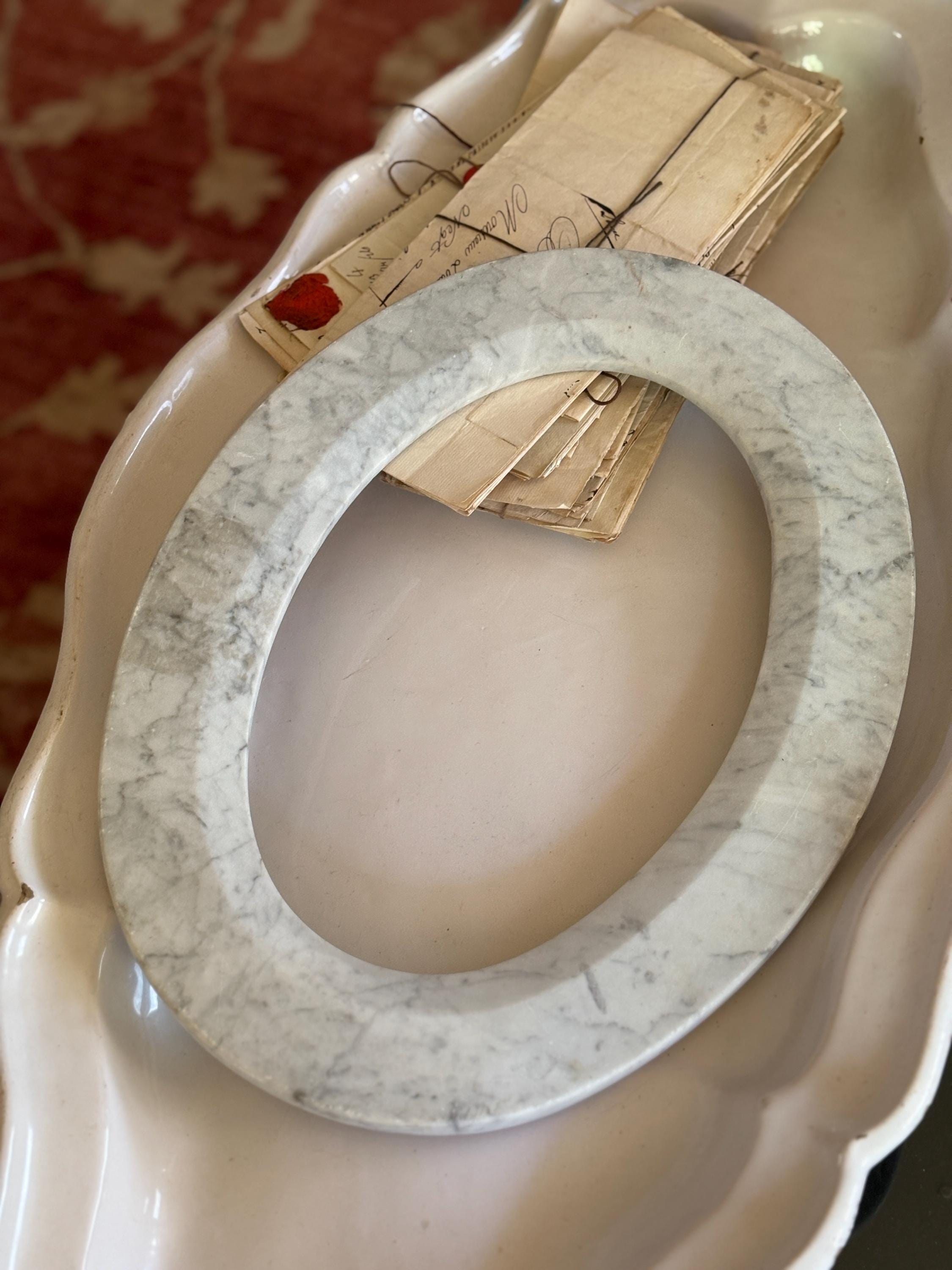 Vintage Marble Oval Frame / White French Marble / Rustic Vintage Decor ...