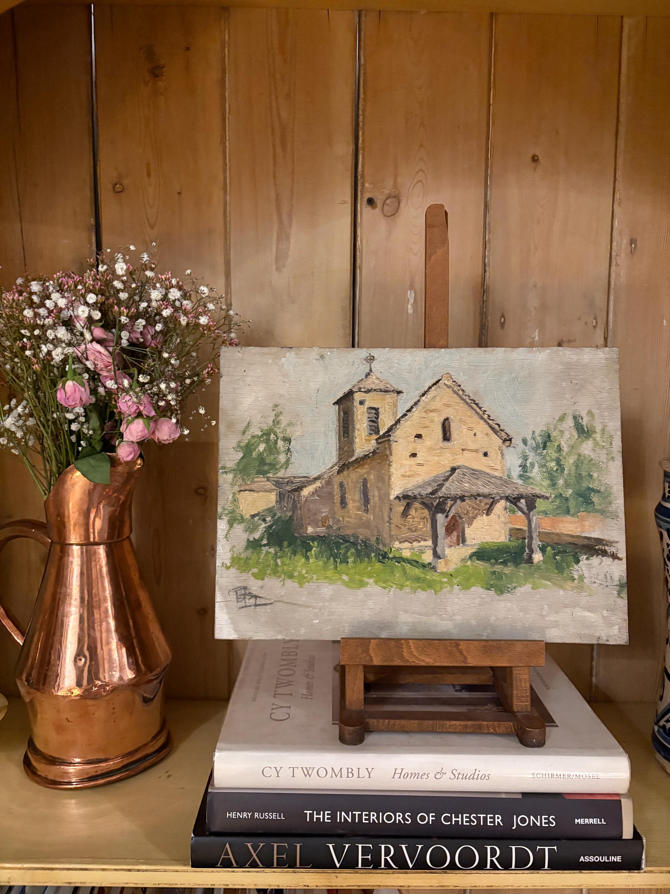 French Oil Original Church Village - Etsy