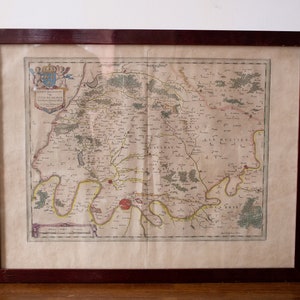 Framed 17th Century Map of Paris / Joan Blaeu, 1642 / Original Antique Map / Vintage Map