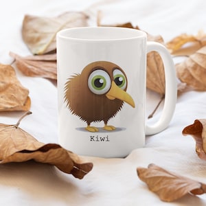 Taza de kiwi, taza de Nueva Zelanda, regalos para ella, taza de pájaro de dibujos animados, recuerdo de NZ, copa para entusiastas de la vida salvaje, regalos de Kiwiana de pájaros, regalo de pájaro bonito