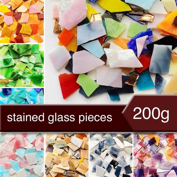 Mosaic Glass Pieces Irregular Shape Assorted Colours Mosaic Tiles Diy Craft  Supplies Stained Glass Pieces Craft Kit for Kids Adults 
