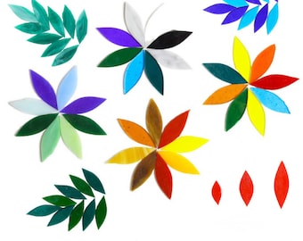 Mosaic glass pieces leaf petal shape multiple colours mosaic tiles diy craft supplies stained glass pieces craft kit for kids adults