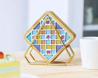 Mosaic kit diy coaster kit for adults craft kit make your own tray trivet arts and crafts home hobby craft kit for kids mosaic tile kit