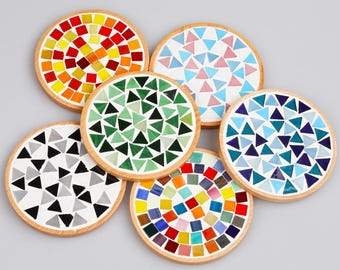 Mosaic kit diy coaster kit for adults craft kit make your own coaster arts and crafts kit for teen stained glass kit for beginner mosaic kit