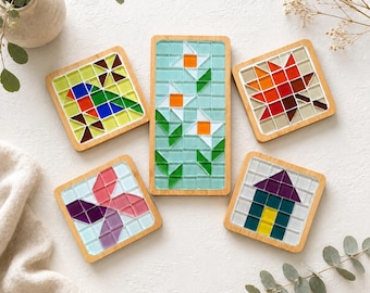 DIY Mosaic coaster kit for adults beginner craft kit make your own tile coasters gift for her creative hobby craft kit handmade mosaic set