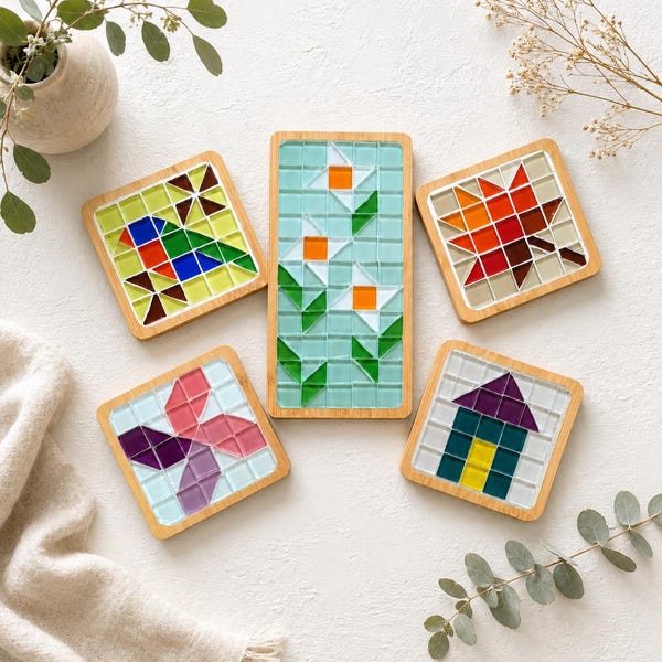 DIY Mosaic coaster kit for adults beginner craft kit make your own tile coasters gift for her creative hobby craft kit handmade mosaic set