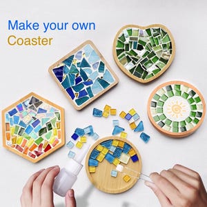 Mosaic kit diy coaster kit for adults craft kit make your own tray trivet arts and crafts home hobby craft kit for kids mosaic tile kit