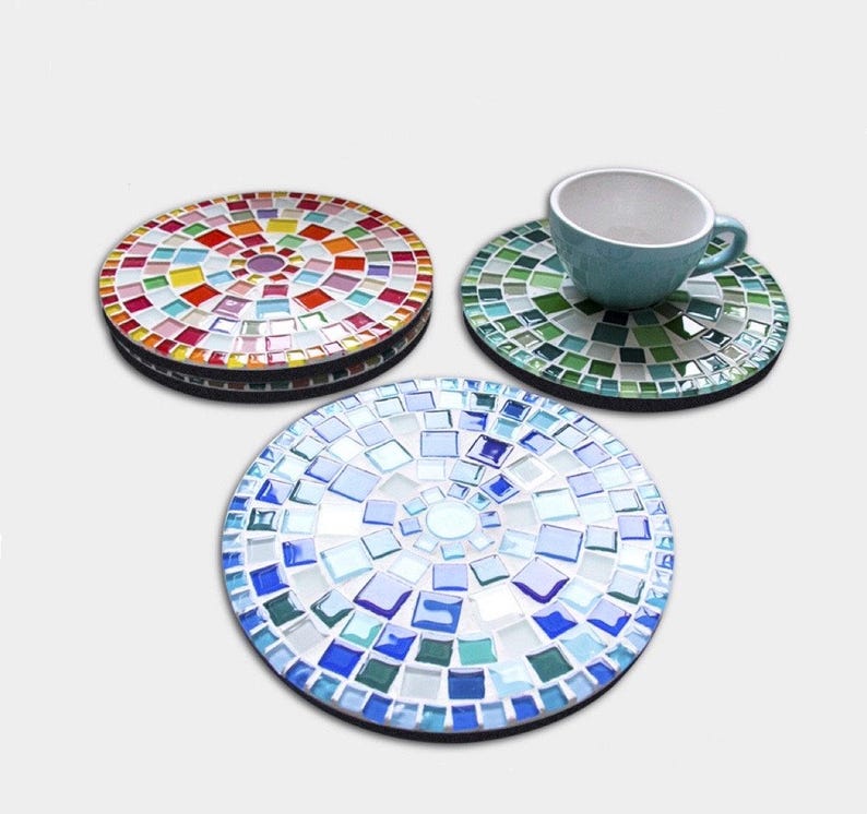 Diy craft kit for adults mosaic kit diy mosaic trivet kit home hobby wall art and craft kit for kids party make your own mosaic trivet kit zdjęcie 4