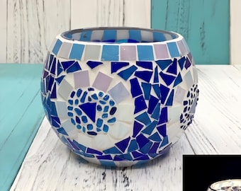Diy craft kit for adults kids mosaic kit candle holder making kit home hobby arts and crafts make your own candle holder stained glass kit