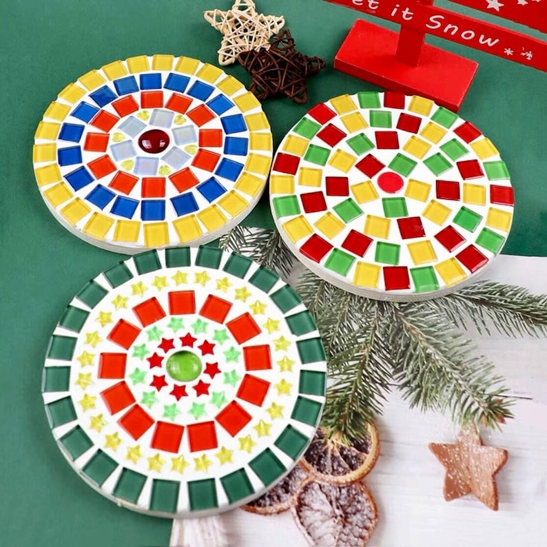 Diy craft kit for adults mosaic kit diy mosaic trivet kit home hobby wall art and craft kit for kids party make your own mosaic trivet kit zdjęcie 3