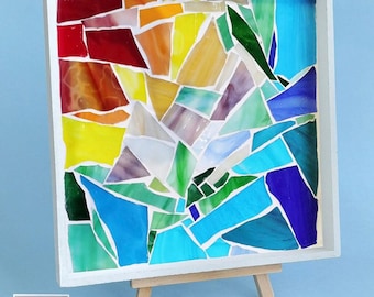 Diy mosaic painting craft kit for adults stained glass diy table decor kit make your own mosaic painting tray kit home hobby project