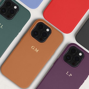 Magnetische iPhone Hülle für iPhone 16 Pro 15 Pro Max 14 13 12, Monogramm Initialen Leder Handyhülle, individuelles Geschenk für Sie