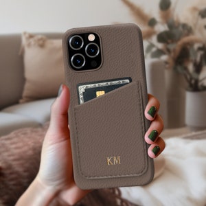 iPhone Case with Card Holder Personalized for iPhone 15 Pro, 14 Pro Max, iPhone 13 12 11/ Vegan Leather Phone Cover case/ Custom Gift