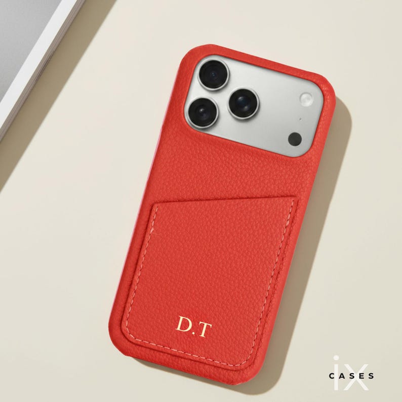 Personalized Phone Case with Card Holder for iPhone 17 16 15 14 13 Pro Max, Letters Initials Engraved Phone Cover, Gift For her image 8