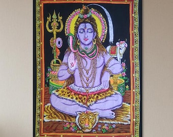 Lord Shiva Tapestry - Hindu God Shiv Wall Hanging, Indian Spiritual Decor (110x81 cm)