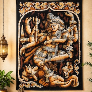 Tapiz de Nataraja, tapiz mural de Shiva danzante, batik indio, póster de Nataraja, decoración del hogar