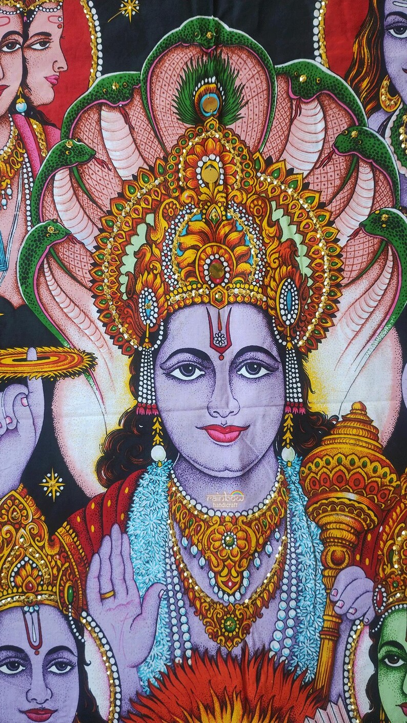 lord vishnu wall hanging hindu Indian tapestry