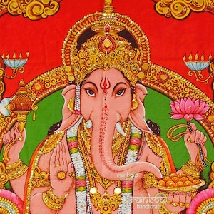 Spiritual God Ganesh Wall Hanging made of cotton fabric
