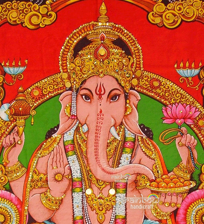 Spiritual God Ganesh Wall Hanging made of cotton fabric
