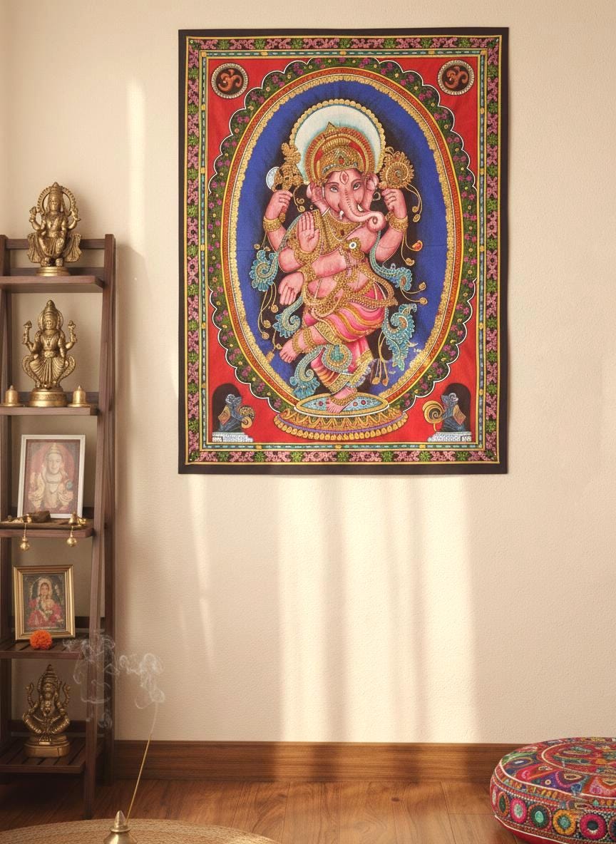 Gros tapisserie indienne de lord Ganesha pour les intérieurs