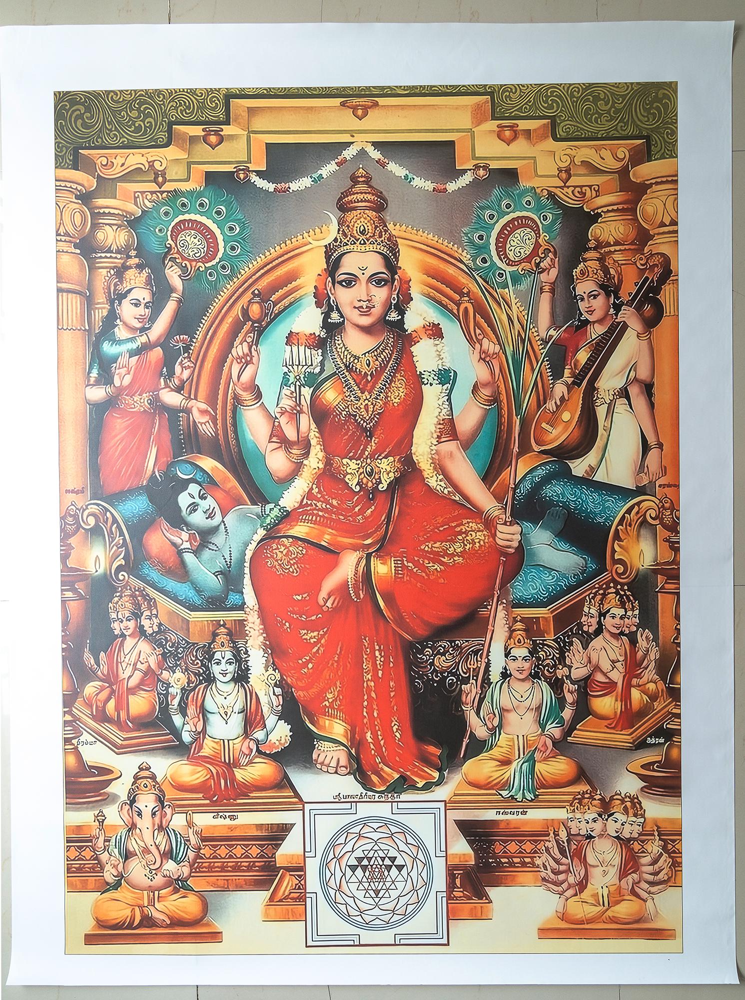 インドの神様 and ヤントラ解剖学：ビンドゥ・三角形・蓮華、各 