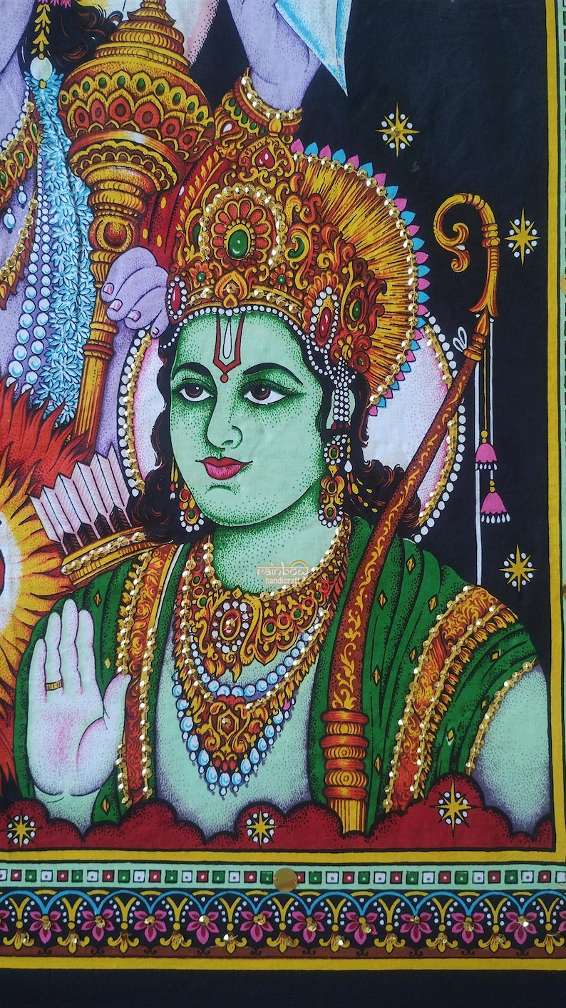 Lord rama as Indian deity sequin art wall decor