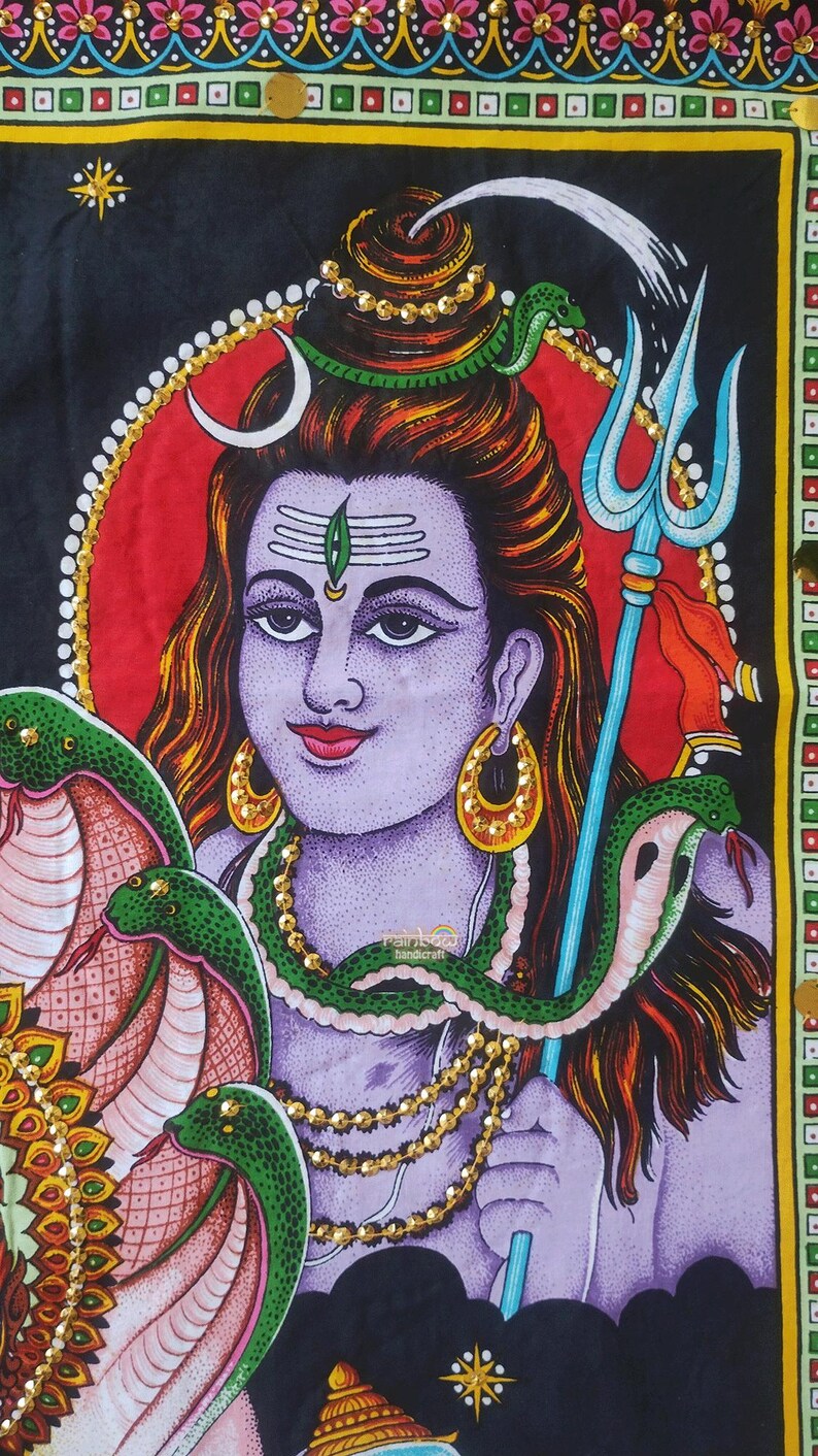 lord shiva wall hanging tapestry with sequin handwork