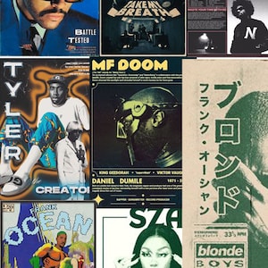 8PCS carteles de artistas vintage, carteles de rapero retro, carteles de rapero clásico, carteles de música vintage, kit de collage de pared estético, música rap