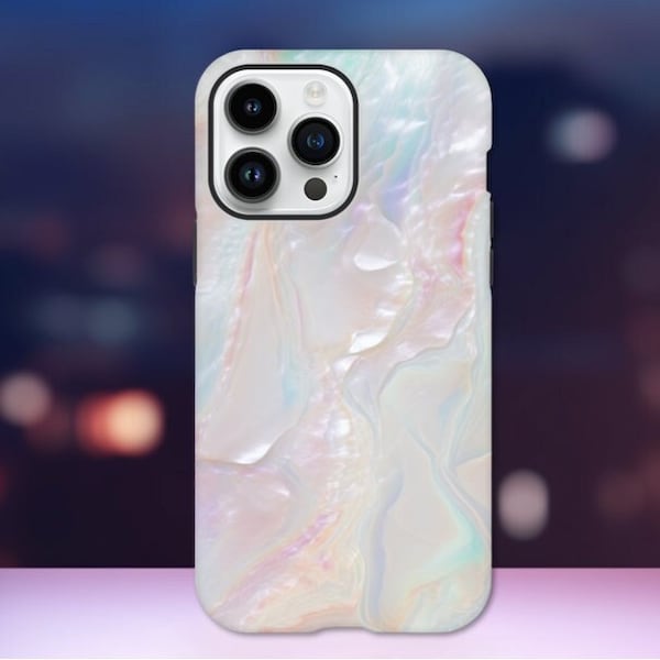 Mother of Pearl - Premium Tough Case - Marbled Phone Case for iPhone 15 14 13 12 11 X XS XR Pro Max Mini, Galaxy S23 S22 S21 S20 Ultra Plus